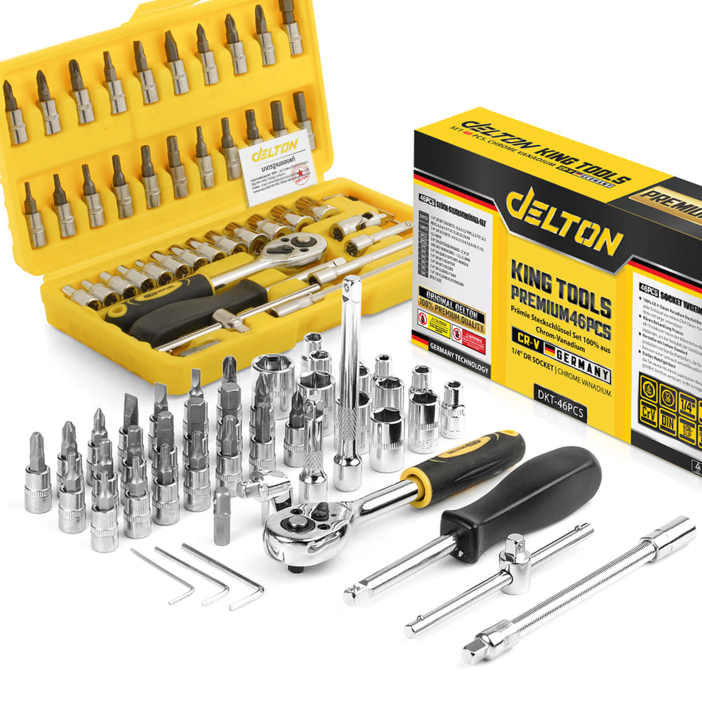 ชุดบ็อกซ์ DELTON รุ่น DKT-46PCS 1/4 นิ้ว แพ็ก 46 ชิ้น